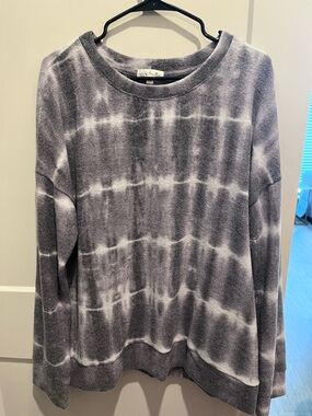 Rails Gray & White Tie-Dye Pullover Sweatshirt